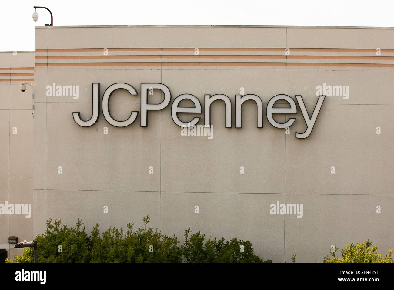 Brea, California, USA May 1, 2021 Light shines behind a JCPenney