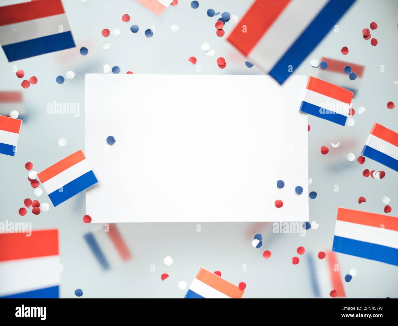 Netherlands King's birthday, liberation day. flags on a foggy background. The concept of freedom, patriotism and memory. National Unity and Solidarity Stock Photo