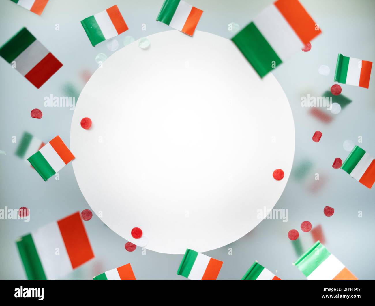 Italy, June 2 Republic Day. Happy independence. Liberation from fascism. National flags on a foggy background. The concept of freedom, patriotism and Stock Photo