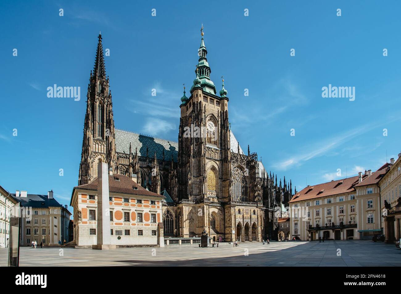 Gothic St. Vitus Cathedral within the Prague Castle complex,Czech Republic.Most important famous monument in city.Spiritual historical symbol of Czech Stock Photo