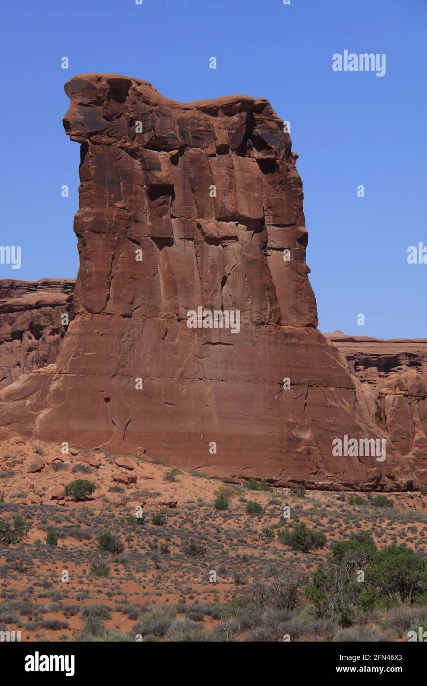 Sheep Rock on Park Avenue Trail in Arches National Park in Utah in the USA Stock Photo
