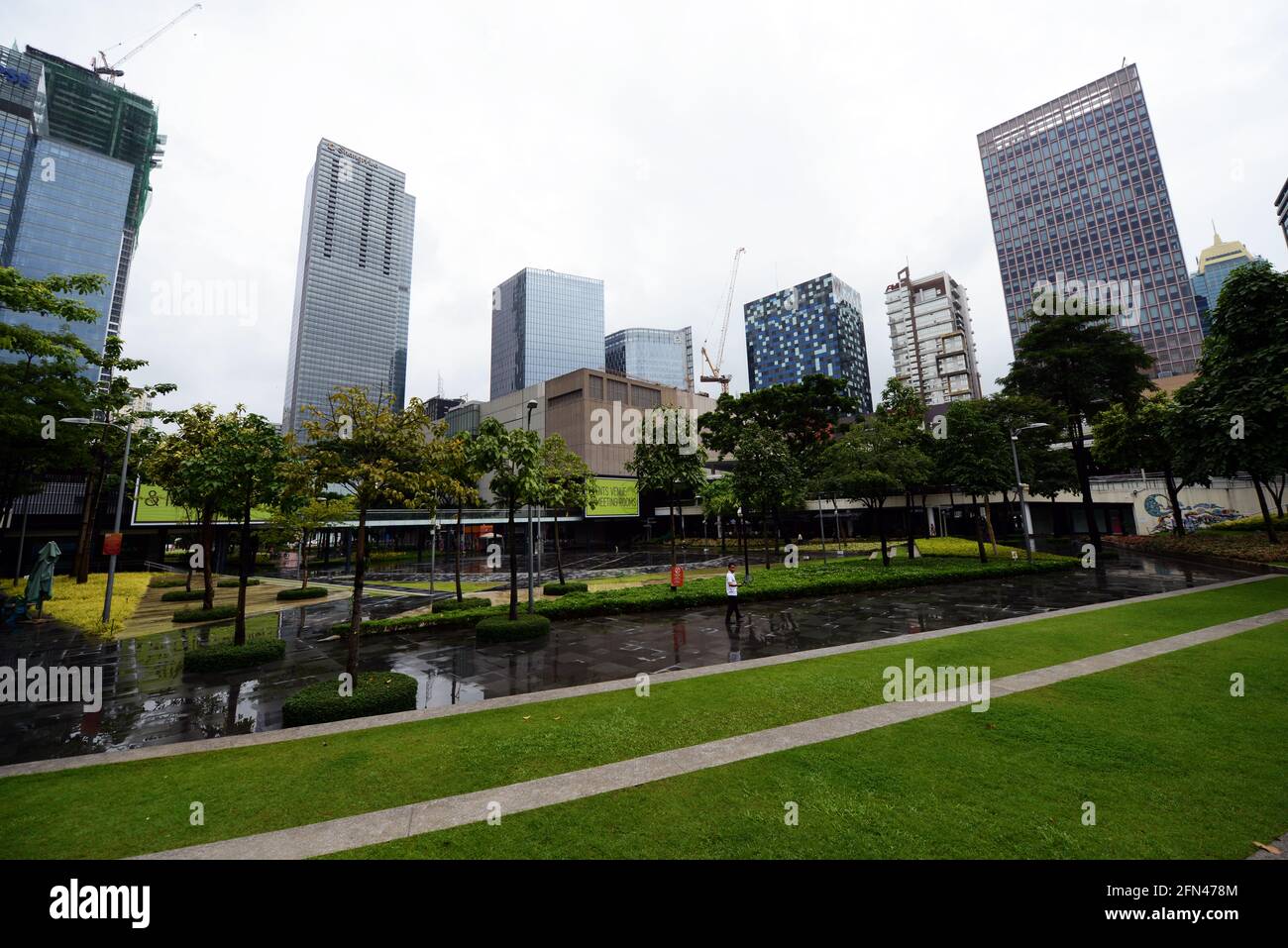 Bonifacio high street and central square in the Global city in Metro Manila, The Philippines. Stock Photo