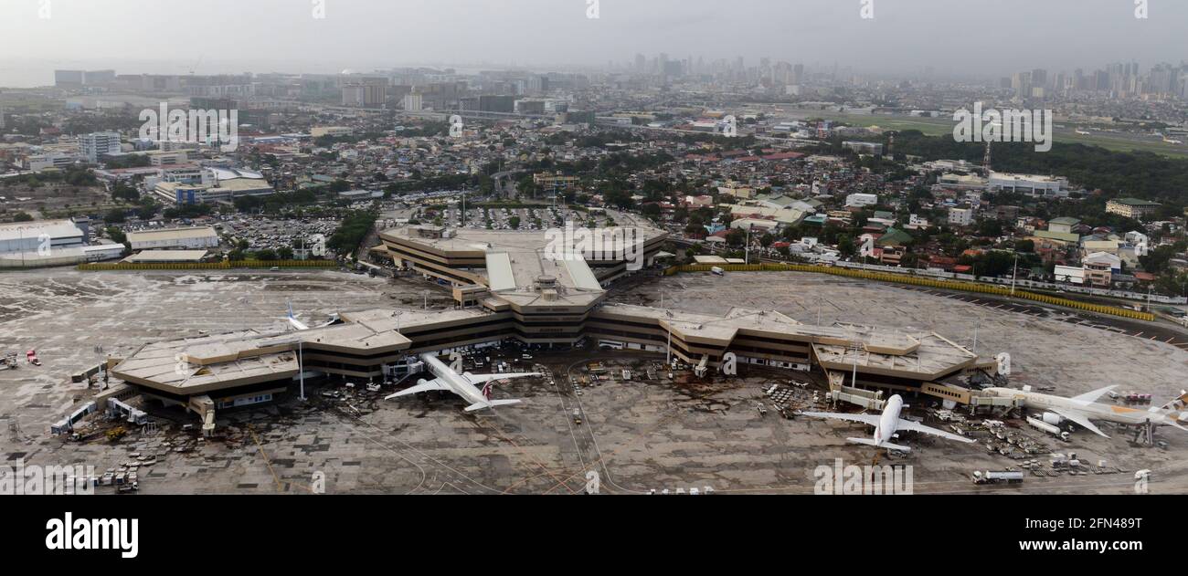 Aerial view of Ninoy Aquino International Airport, Manila, Philippines. Stock Photo