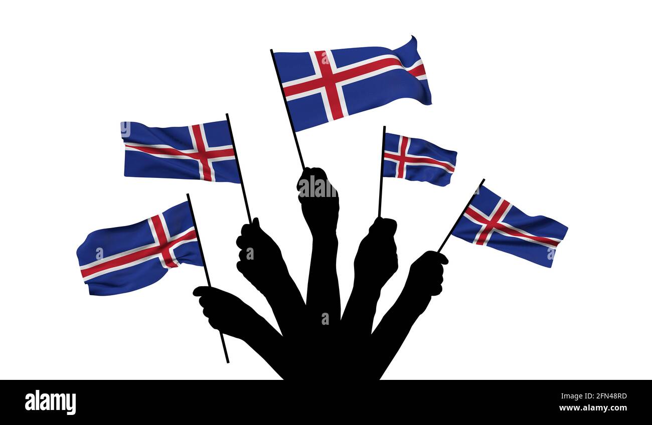 Iceland national flag being waved. 3D Rendering Stock Photo - Alamy