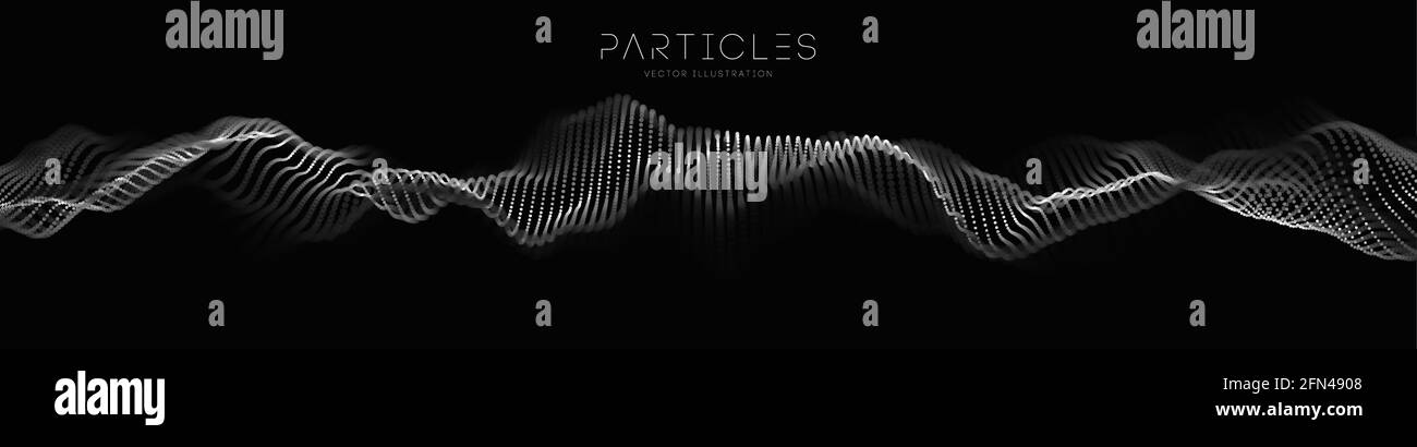 Data network wave. Music particle abstract tech background. Vector ...