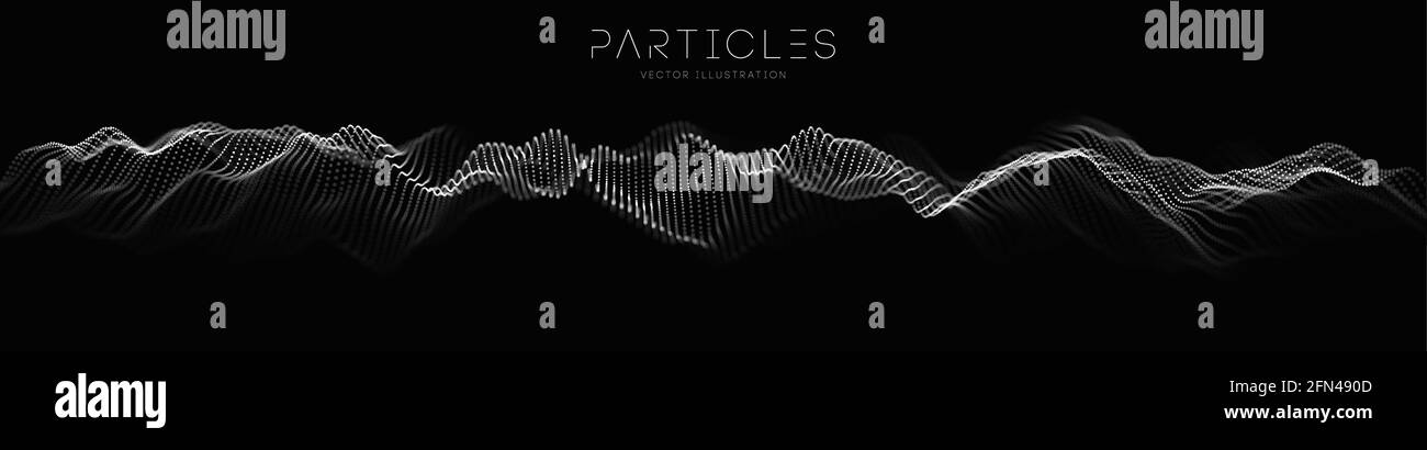 Data network wave. Music particle abstract tech background. Vector ...