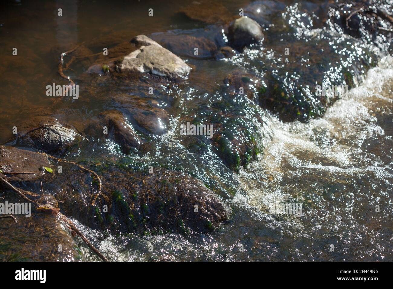 Fluss, Bach, Strömendes Wasser, Steine, Deutschland, Europa Stock Photo