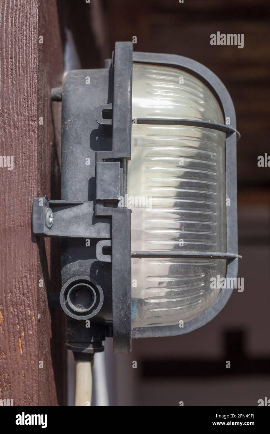 Lampe an einem Fachwerkbalken, Deutschland, Europa Stock Photo