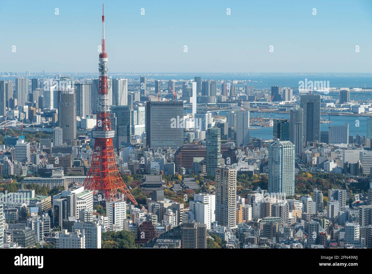 Tokyo tower view with Tokyo cityscape skyline scenery Stock Photo