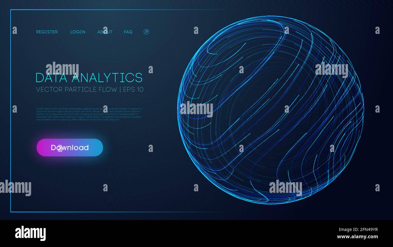 Data analytics. Vector Particle flow sphere. Bigdata wave abstract ...