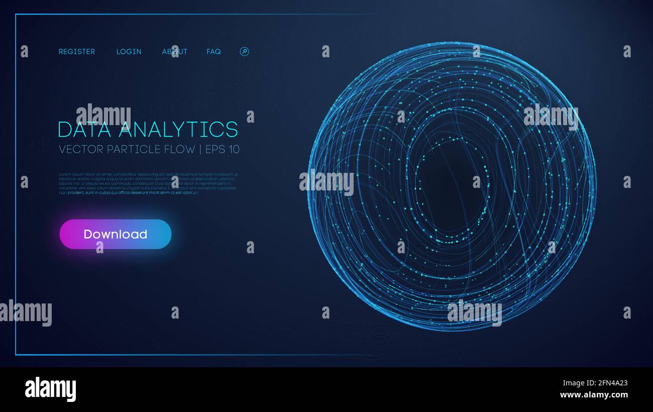 Data Analytics Globe. Abstract sphere flow of particles on light ...