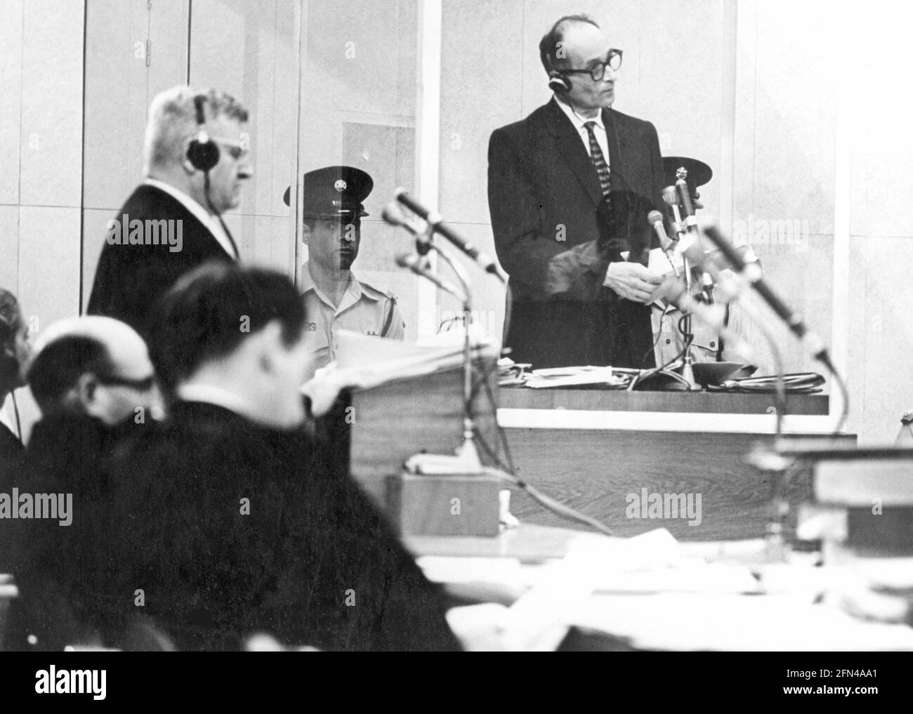 Eichmann, Adolf, 19.3.1906 - 1.6.1962, German SS officer, half length, during Eichmann Trial, 2.4.- 15.12.1961, EDITORIAL-USE-ONLY Stock Photo