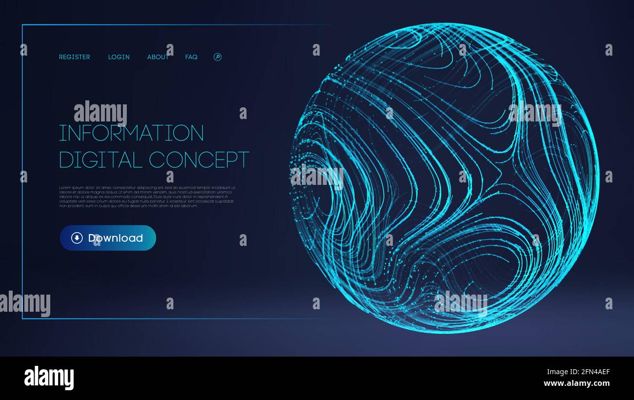 Artificial intelligence tech background. Blue sphere shield on dark. Information digital concept. Futuristic technology vector illustration. Stock Vector