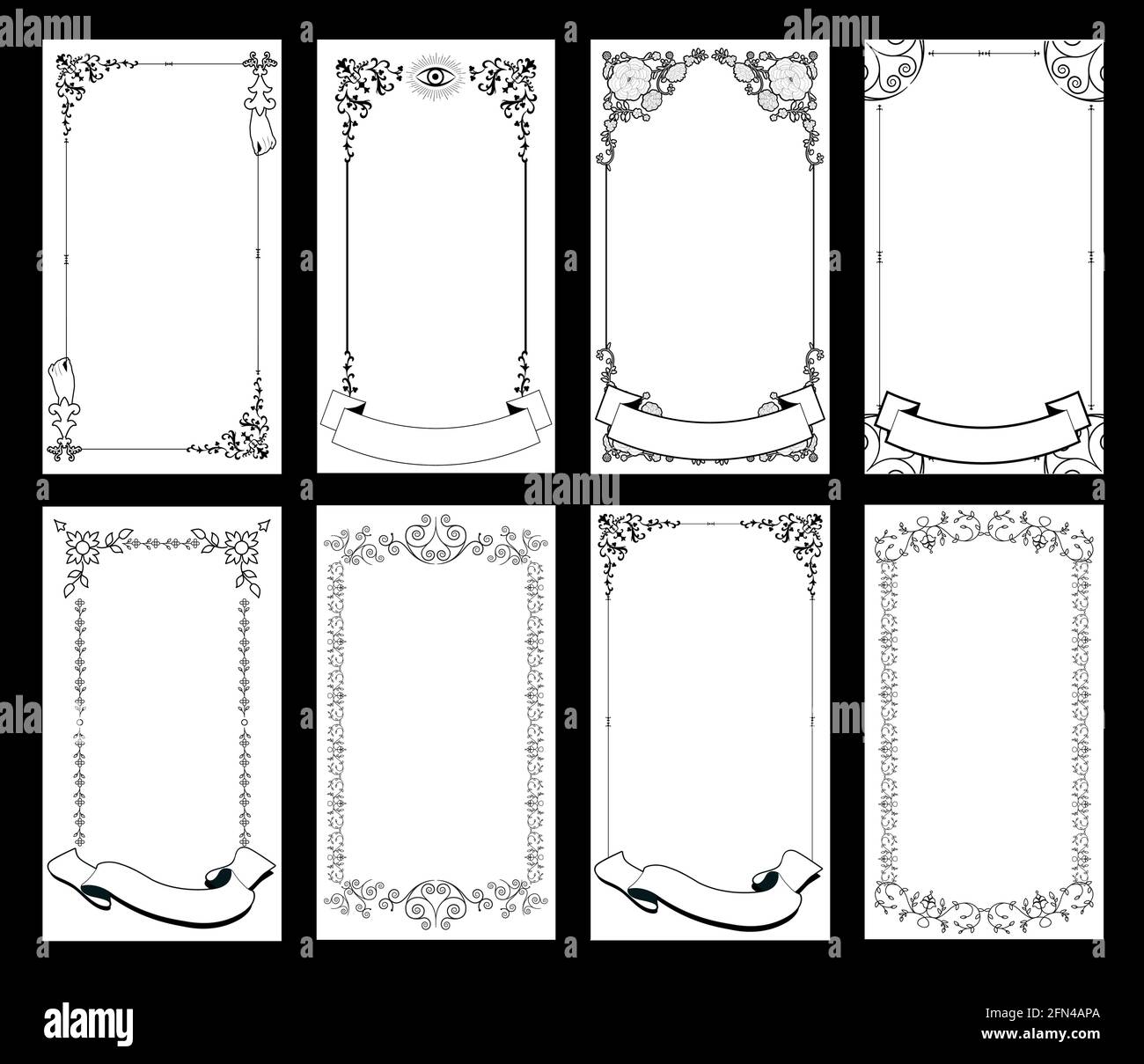 Ornamental retro style frames, banners for text and blank space for tarot  cards, invitations, weddings, celebrations Stock Vector Image & Art - Alamy
