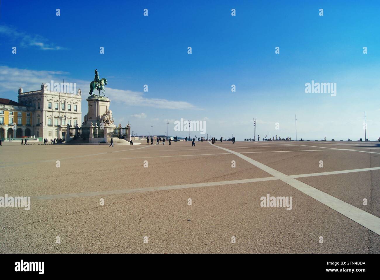 Lisbon, Portugal. Famous Commerce square of the portuguese capital. Principle square by the harbour in a sunny day. Stock Photo
