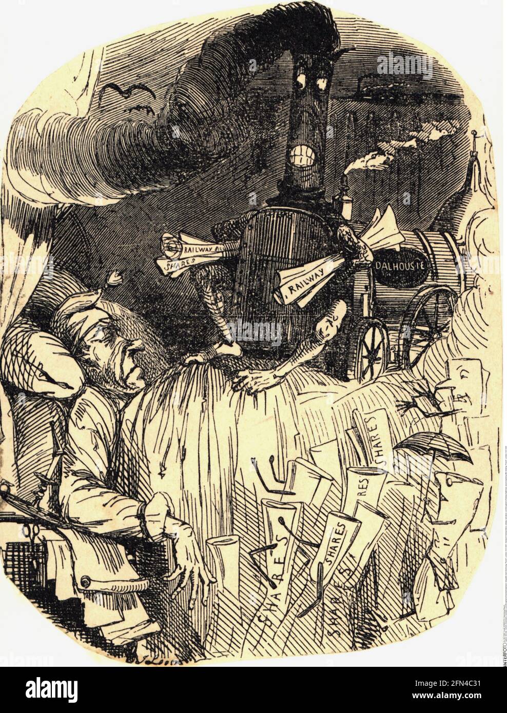transport / transportation, railway, caricature, Lord Brougham's Railway Nigthmare, ADDITIONAL-RIGHTS-CLEARANCE-INFO-NOT-AVAILABLE Stock Photo