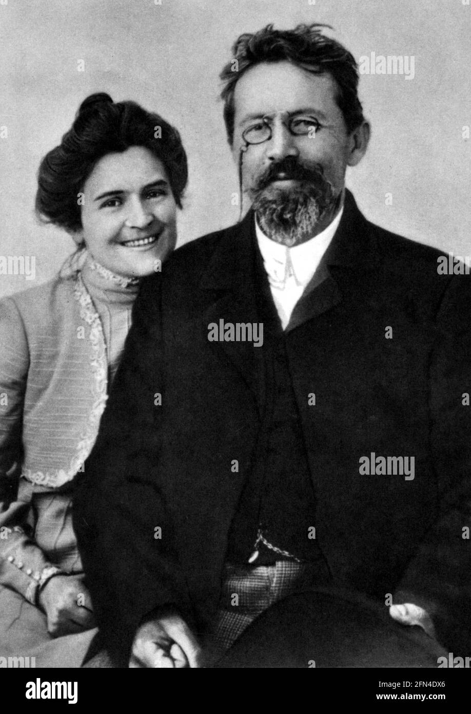 Chekhov, Anton, 29.1.1860 - 15.7.1905, Russian author / writer, with Olga Knipper-Chekhova, 1901, ADDITIONAL-RIGHTS-CLEARANCE-INFO-NOT-AVAILABLE Stock Photo