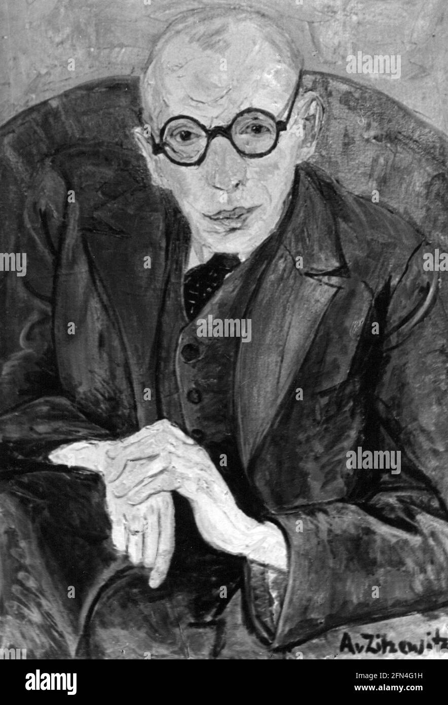Herrmann-Neisse, Max, 23.5.1886 - 8.4.1941, German author / writer, half length with glasses, ADDITIONAL-RIGHTS-CLEARANCE-INFO-NOT-AVAILABLE Stock Photo