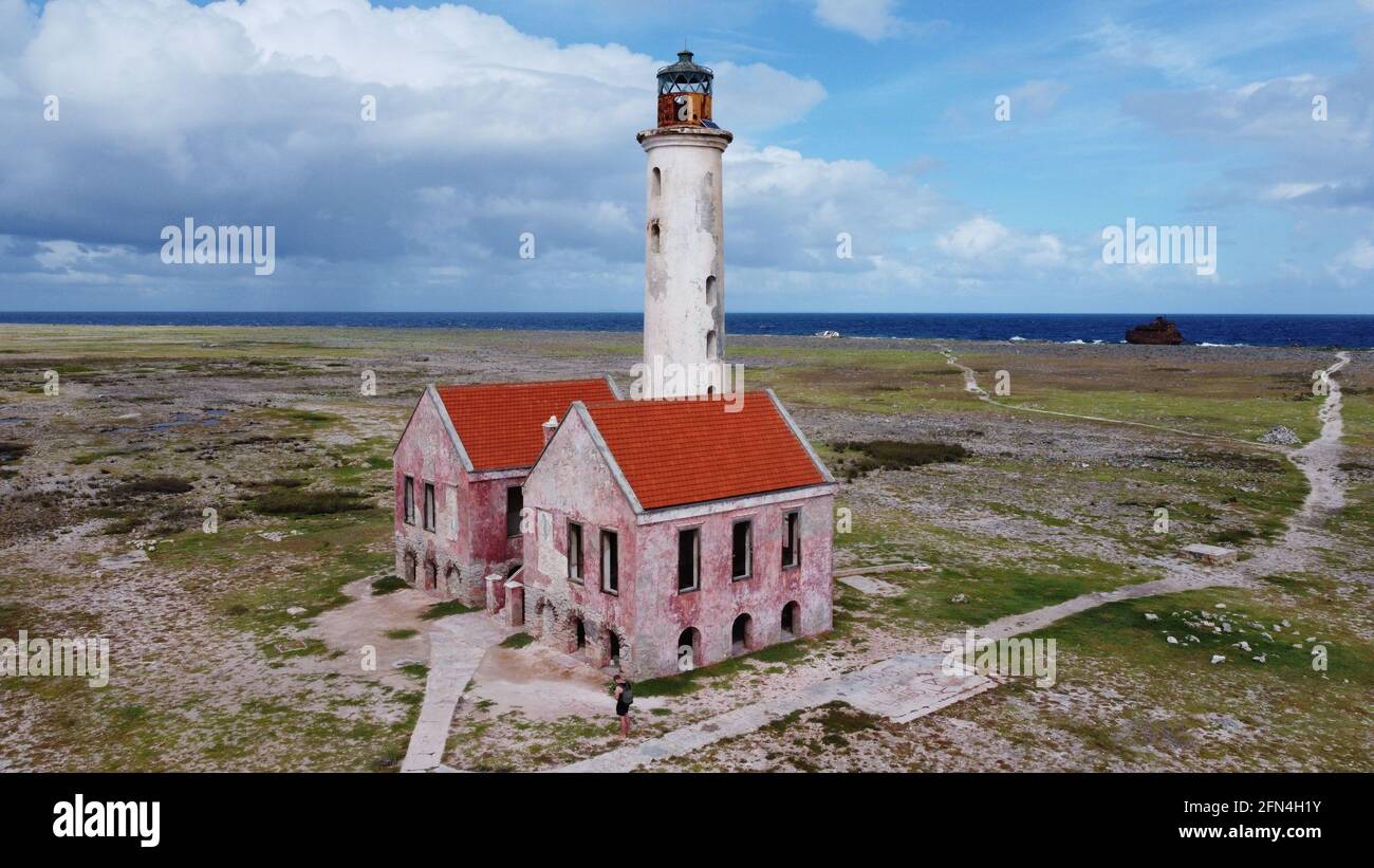 Lighthouse on the island of Klein Curacao Stock Photo