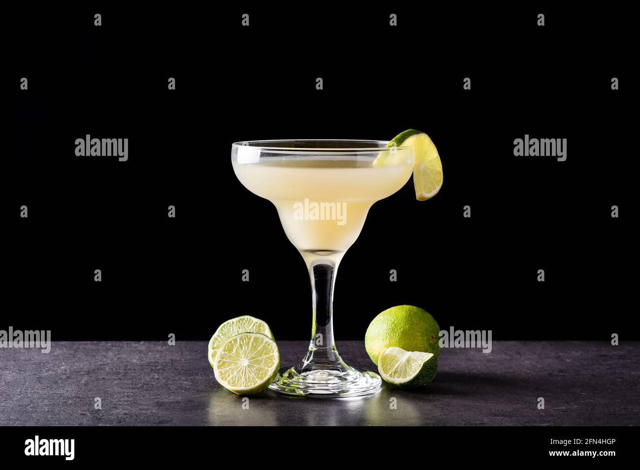 Classic daiquiri cocktail in glass on black background Stock Photo Alamy