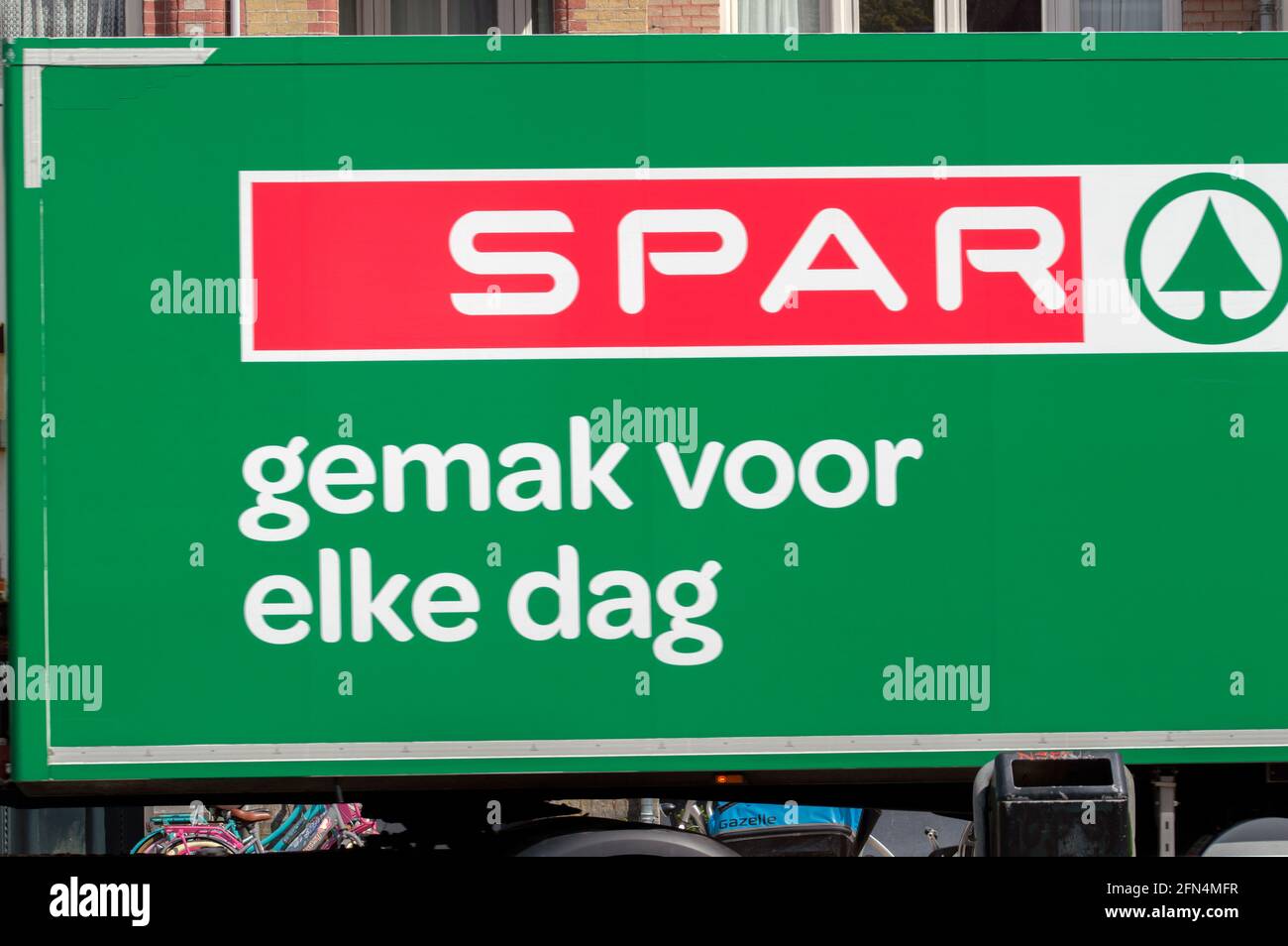 Logo Spar Supermarket On A Truck At Amsterdam The Netherlands 1-5-2021 Stock Photo