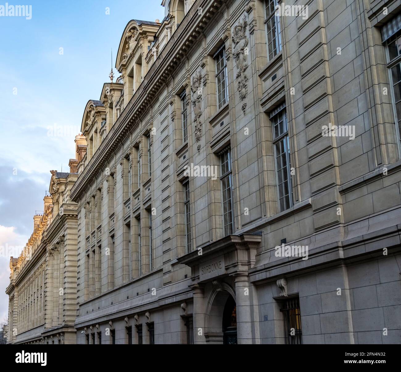 The historic building of Sorbonne University (Sorbonne Université), a public research university in Paris, France. Stock Photo