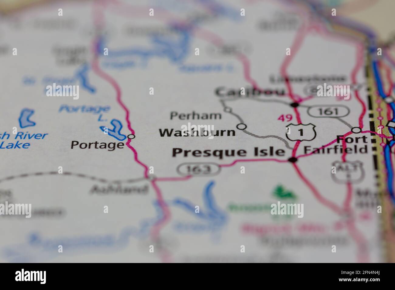 Washburn Maine USA shown on a Geography map or road map Stock Photo Alamy
