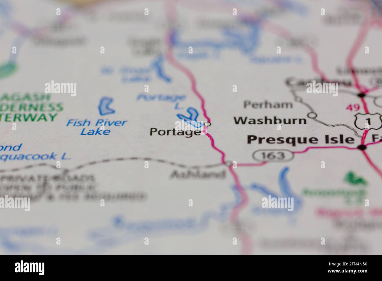 Portage Maine USA shown on a Geography map or road map Stock Photo Alamy