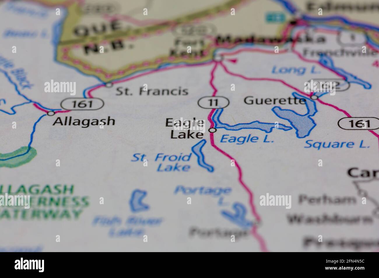 Eagle Lake Maine USA shown on a Geography map or road map Stock Photo