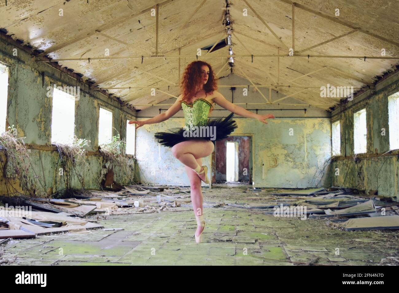 Ballet in Abandoned RAF Hospital Stock Photo