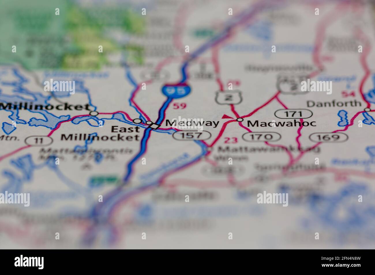 Medway Maine USA shown on a Geography map or road map Stock Photo Alamy