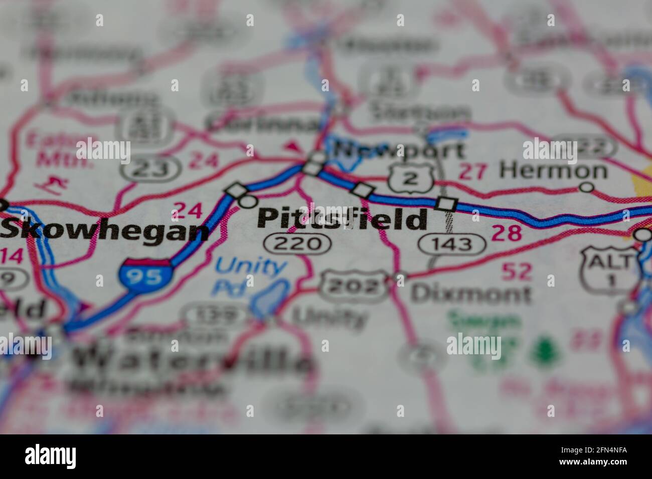 Pittsfield Maine USA shown on a Geography map or road map Stock Photo Alamy