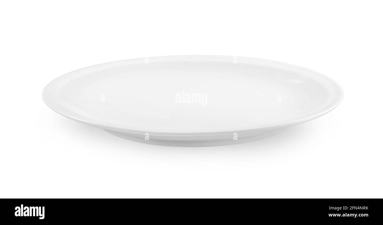 empty white plate on white background Stock Photo - Alamy
