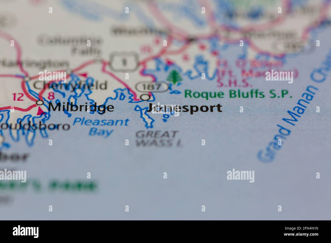 Jonesport Maine USA shown on a Geography map or road map Stock Photo