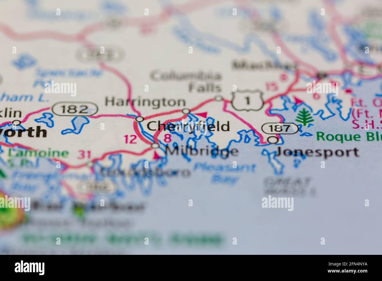 Cherryfield Maine USA shown on a Geography map or road map Stock Photo Alamy