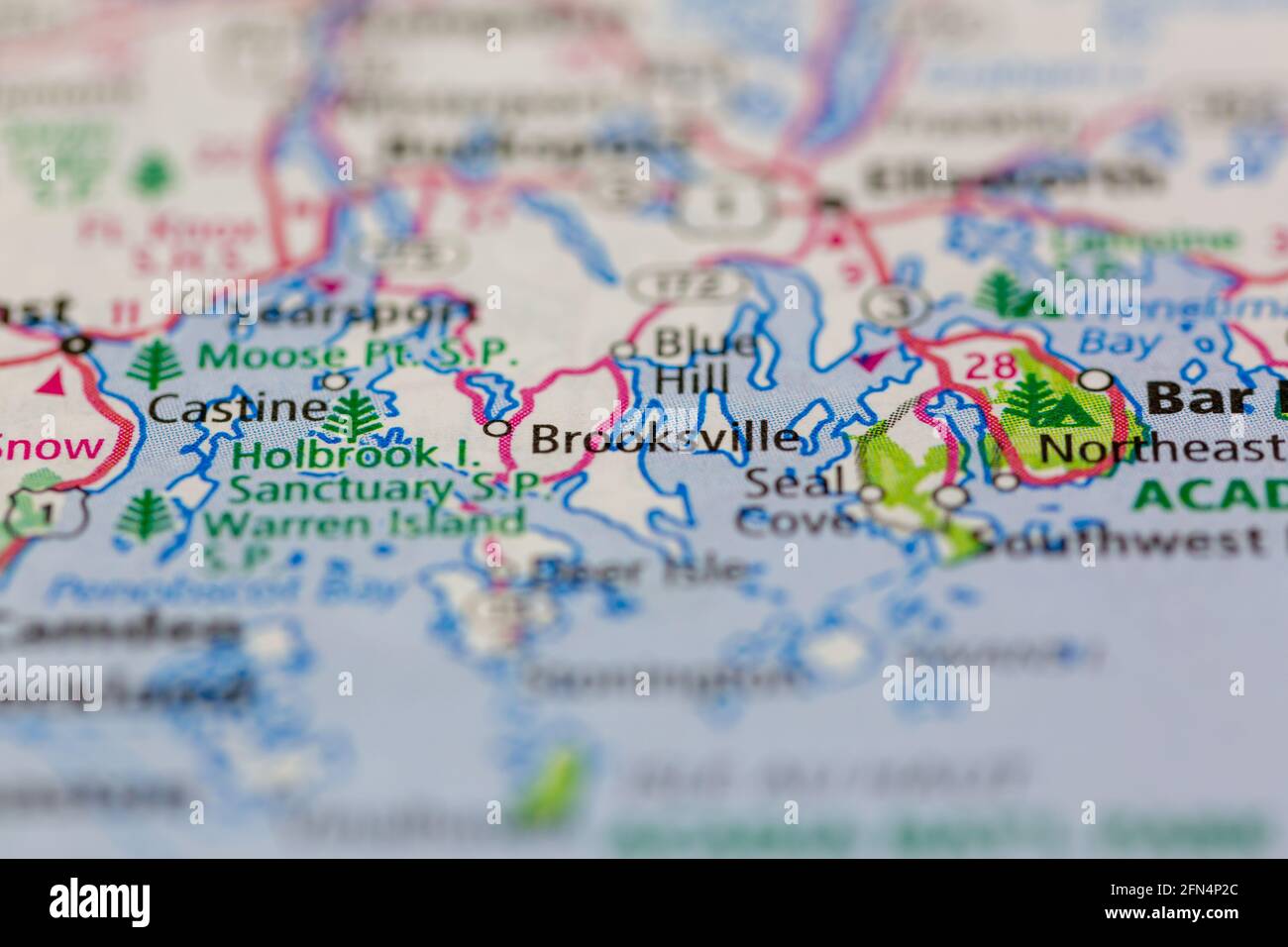 Brooksville Maine USA shown on a Geography map or road map Stock Photo