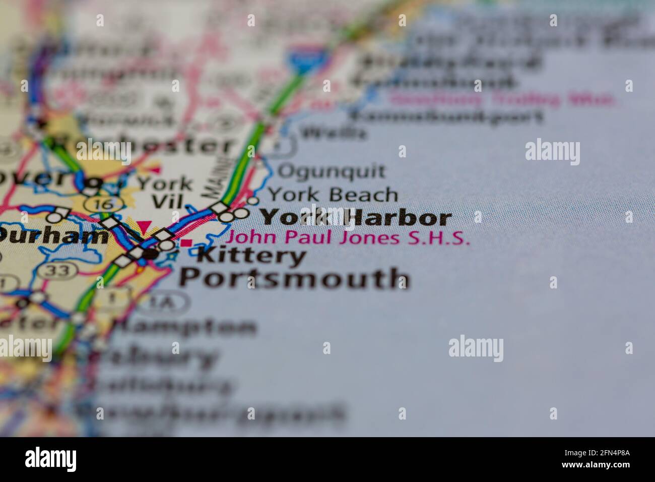 York Harbor Maine USA shown on a Geography map or road map Stock Photo