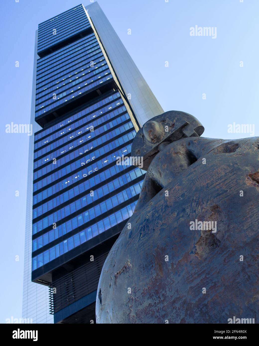 MADRID, SPAIN - May 09, 2021: The Cepsa Tower is a 248.3-meter skyscraper located in the Cuatro Torres Business Area, Madrid. It is the second tallest Stock Photo