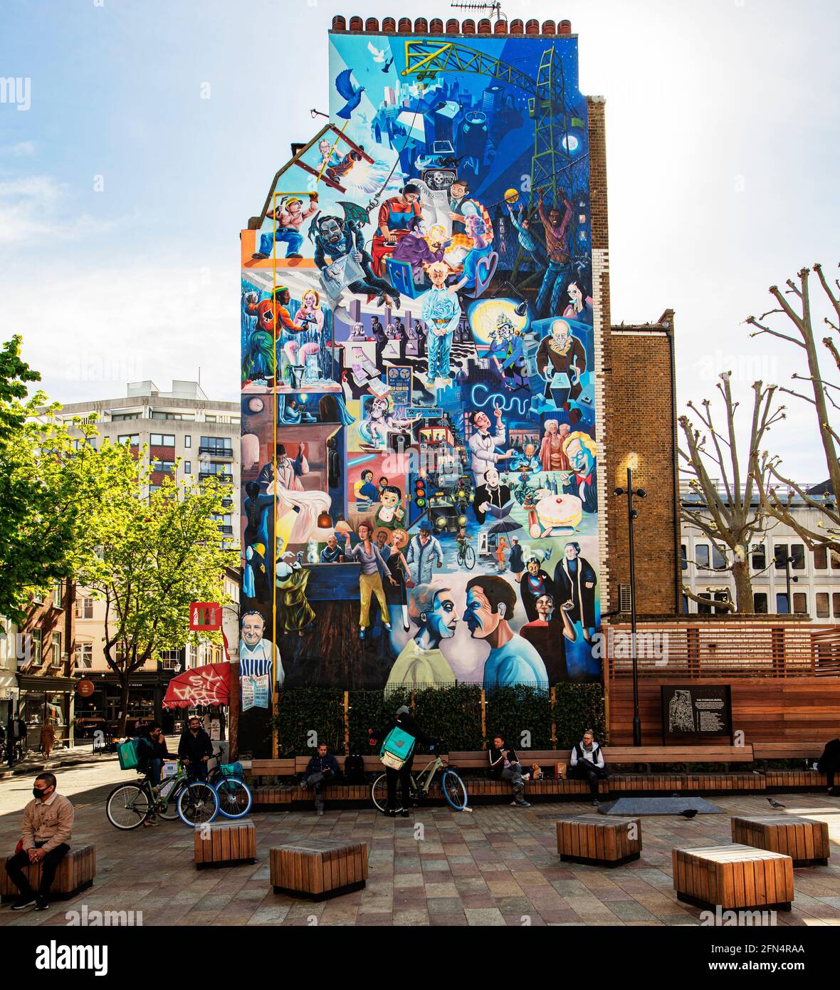 Mural in Whitfield Gardens, off Tottenham Court Rd, London; originally