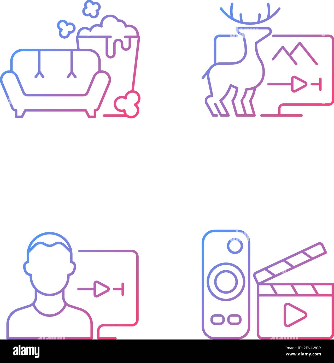 Broadcasting services gradient linear vector icons set Stock Vector