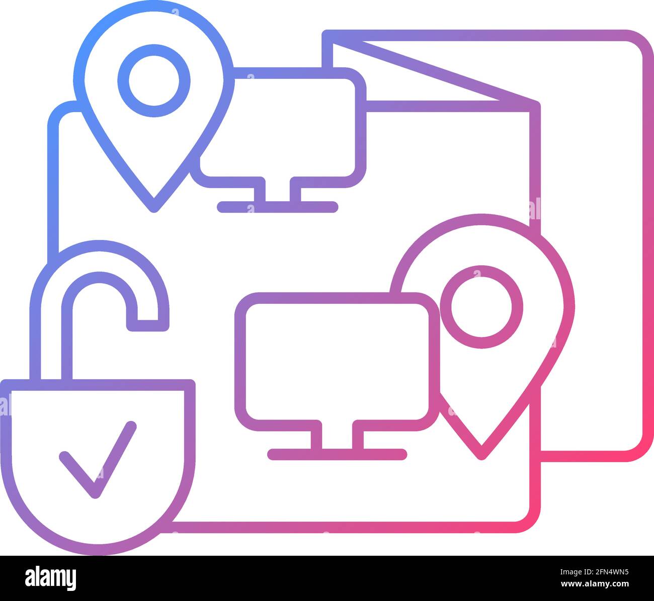 Remote co-watching gradient linear vector icon Stock Vector