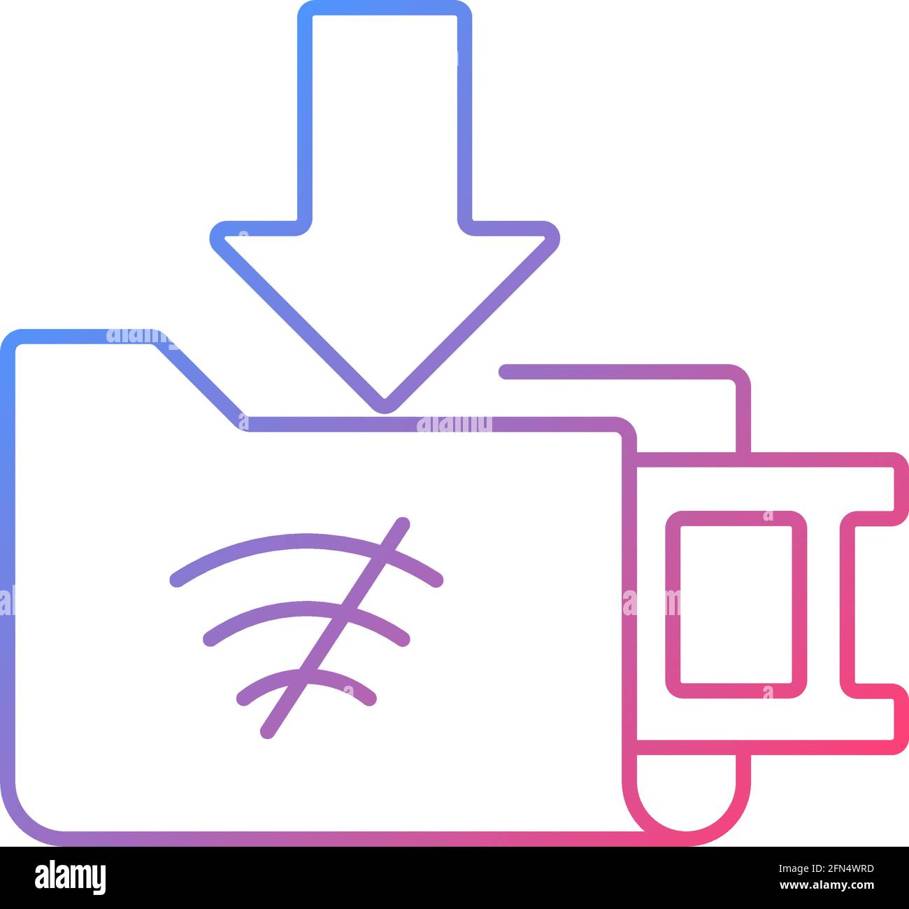 Offline downloads gradient linear vector icon Stock Vector