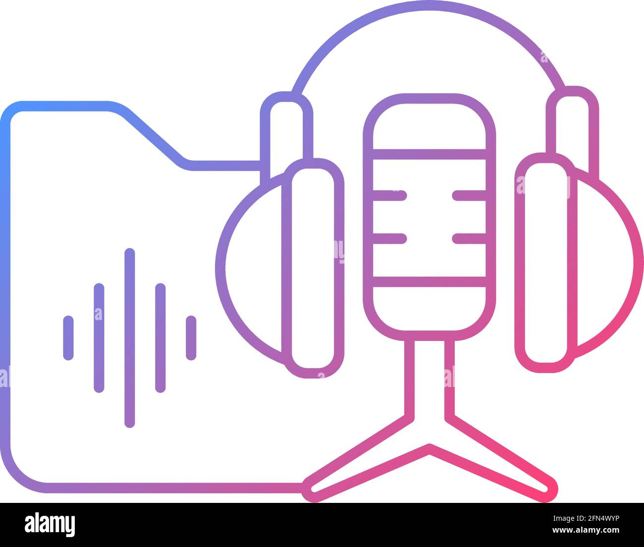 Podcasts library gradient linear vector icon Stock Vector