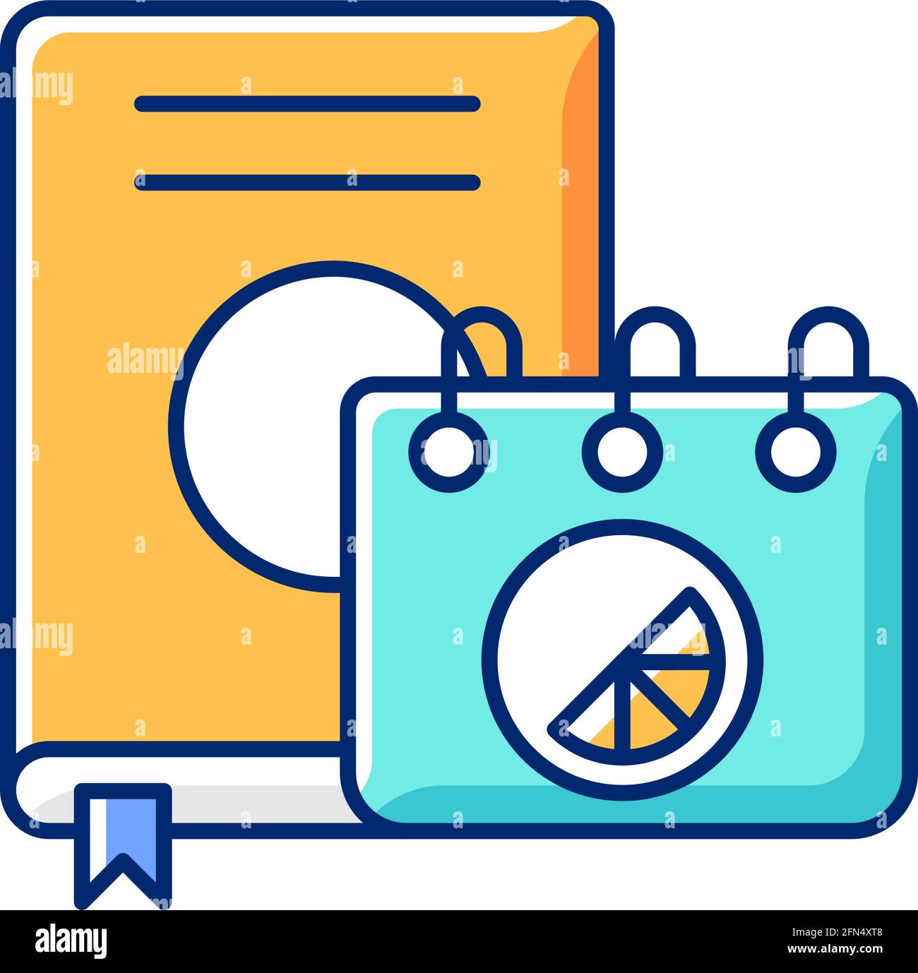 Branded diary and notebook RGB color icon Stock Vector