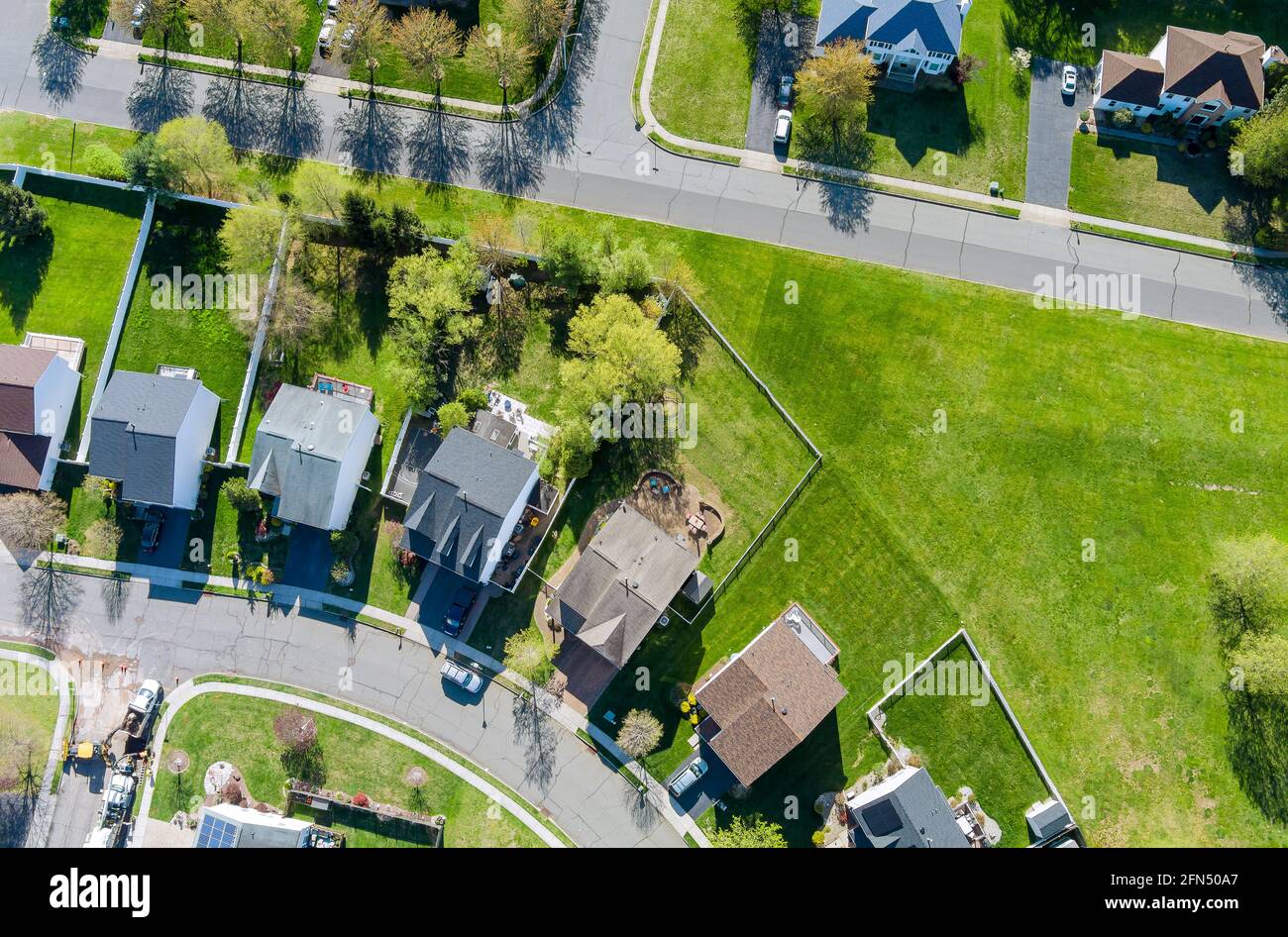 Panoramic view of view at height roofs small town of houses of bird