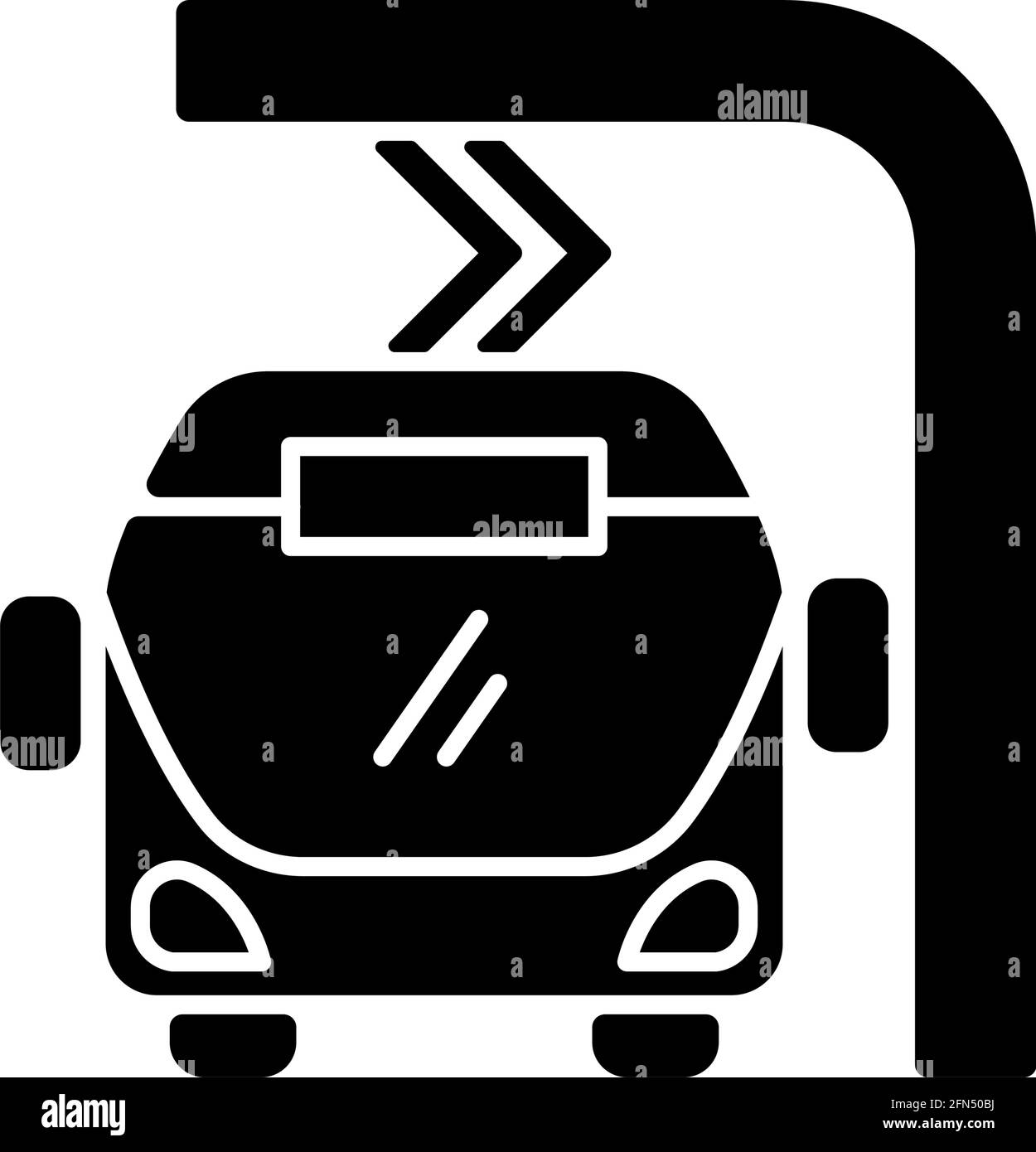 Electric bus en route charging black glyph icon Stock Vector Image