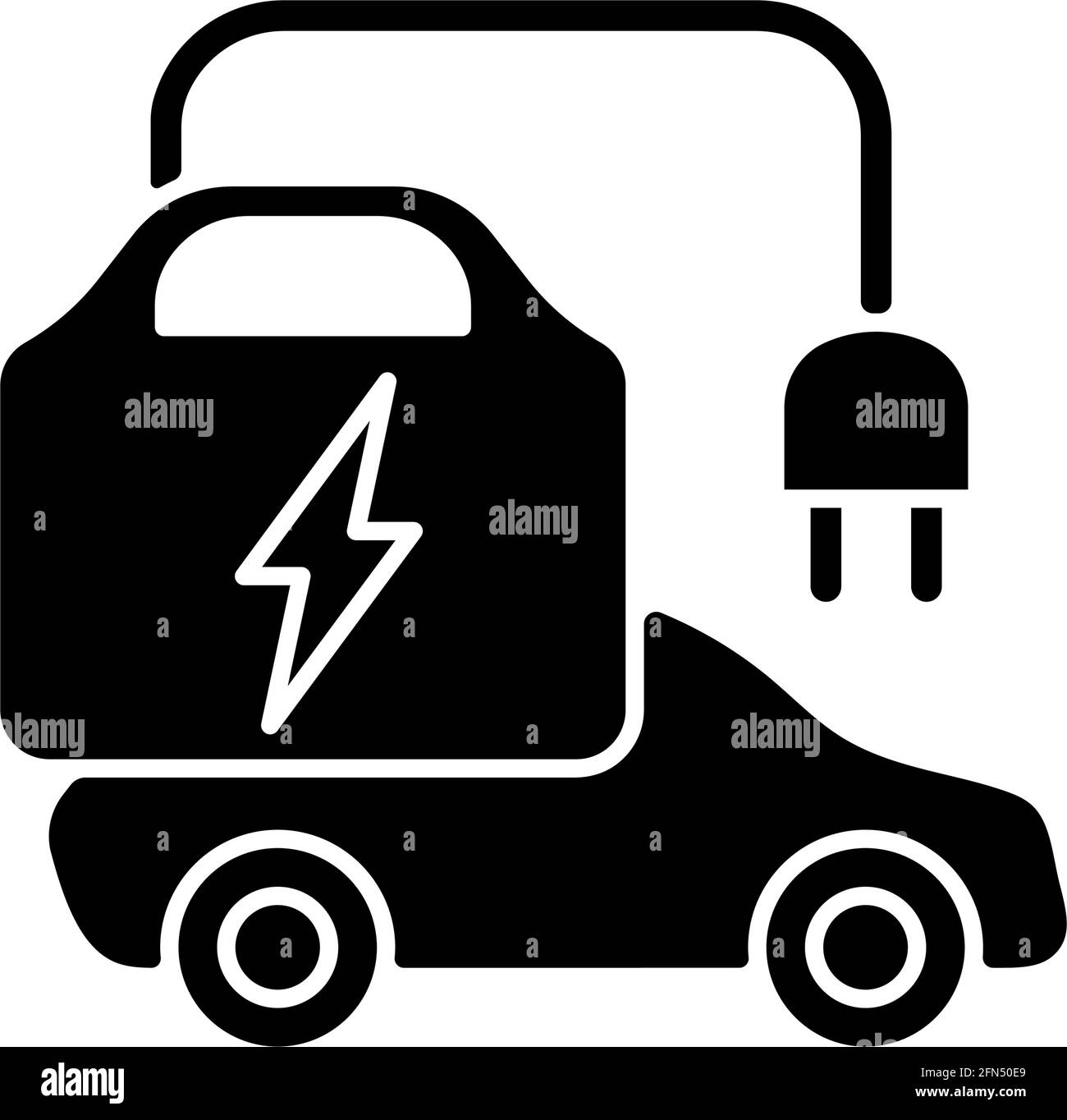 Portable EV charger black glyph icon Stock Vector