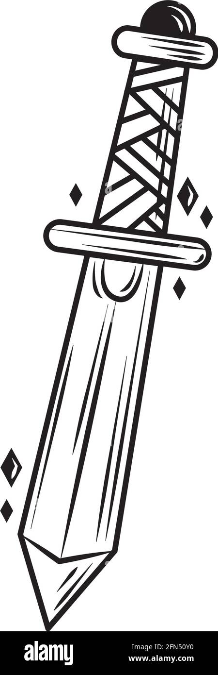 Cartoon medieval weapon old sword Cut Out Stock Images & Pictures - Alamy