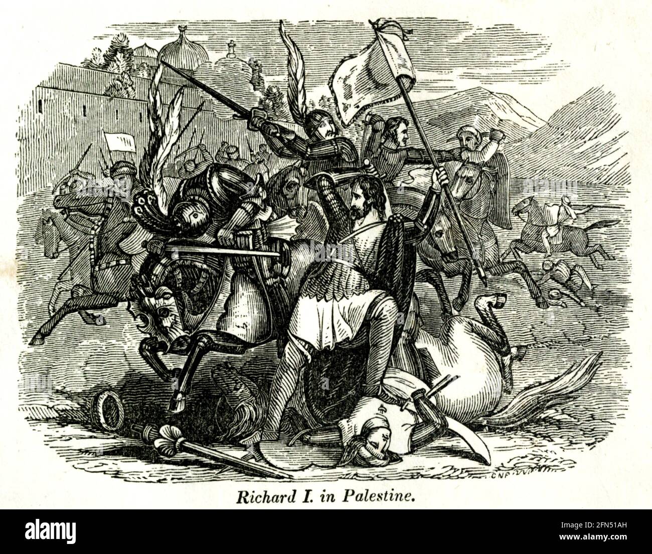Richard I in Palestine from the book History of England : with separate historical sketches of Scotland, Wales, and Ireland; from the invasion of Julius Cæsar until the accession of Queen Victoria to the British throne. By Russell, John, A. M., Published in Philadelphia by Hogan & Thompso in 1844 Stock Photo
