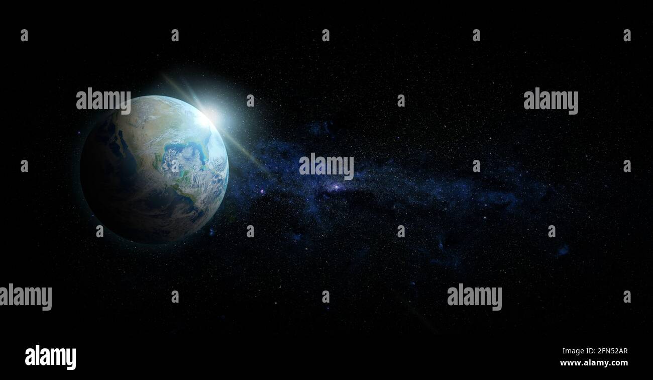 Planet Earth with sunrise on space background. Elements of this image ...